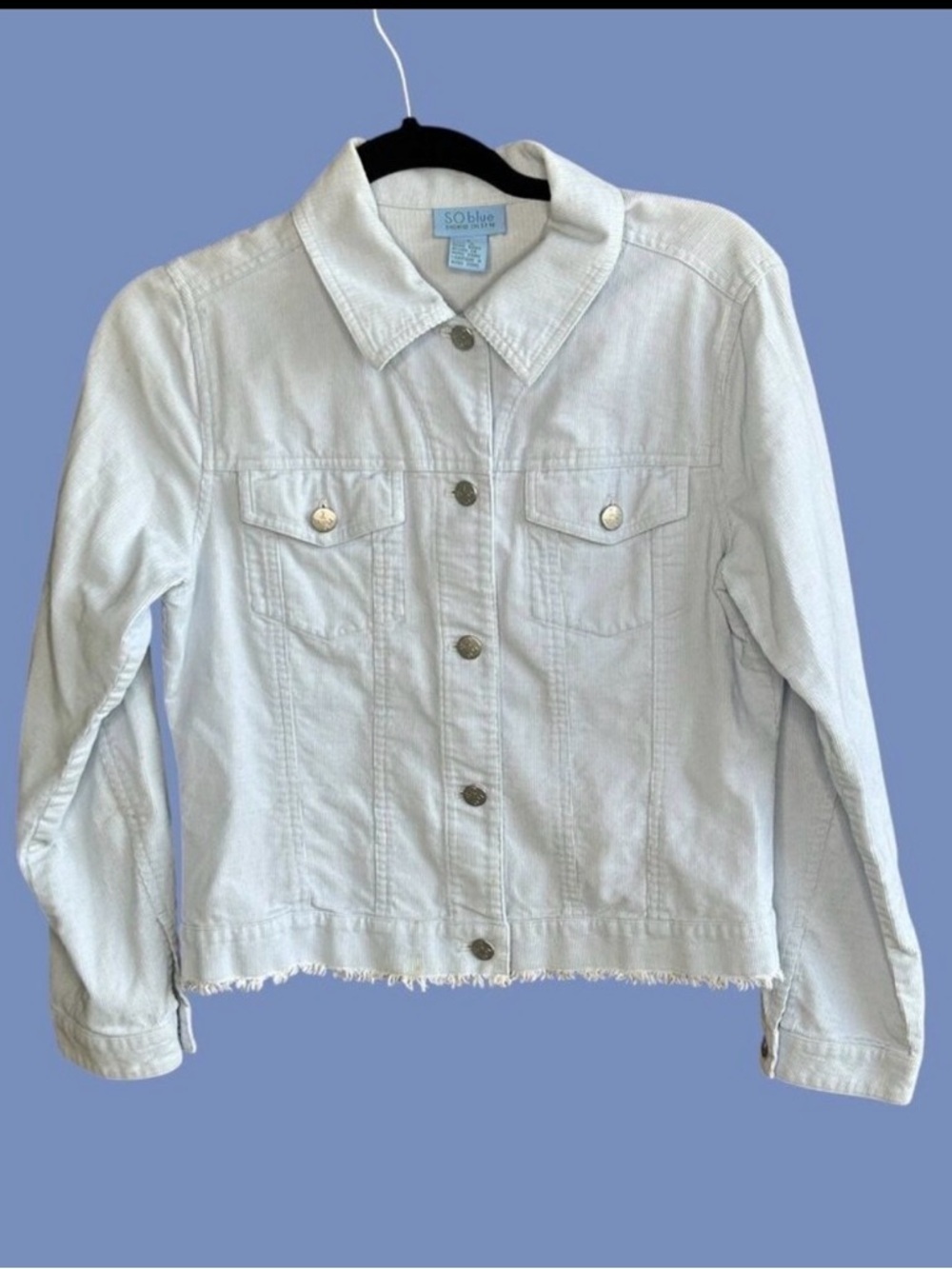 So Blue Sigrid Olsen Light Blue Pinwale Corduroy Trucker Jacket Size Small - Picture 1 of 10